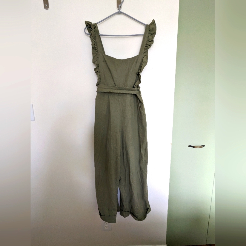 Ruffle Sleeve Linen Romper